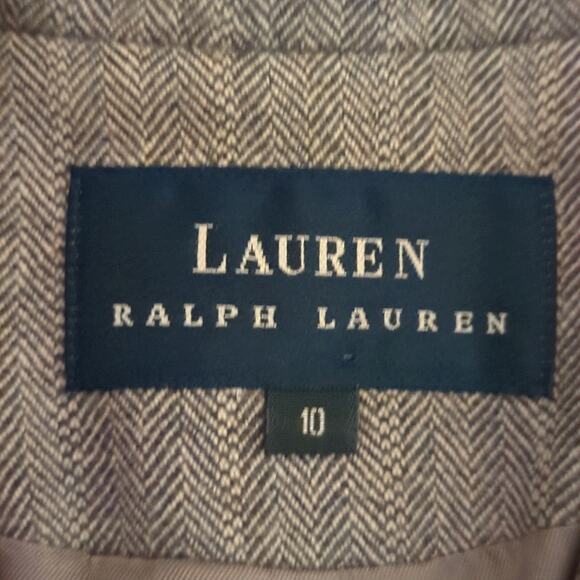 Vintage Lauren Ralph Lauren Gray Herringbone Wool Blazer Suit Jacket - Picture 4 of 6